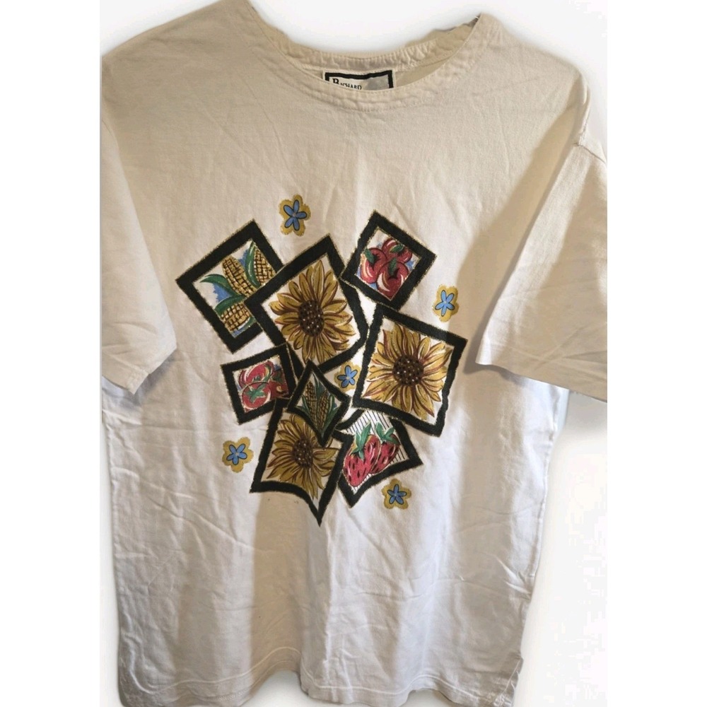 Vintage Richard Simmons Sunflower Strawberry Garden Graphic‎ Shirt Womens 16W